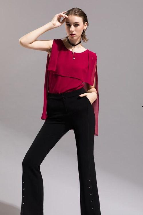 玫红色上衣搭配图片,玫红上衣演绎春日浪漫风采